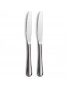 Tradineur - Set de 2 cuchillos de mesa para carne, acero inoxidable, cubiertos clásicos con hoja de sierra, aptos para lavavajil