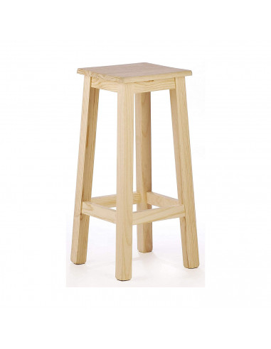 Reggo - Taburete alto, banqueta de barra de bar, cocina de madera de pino maciza cuadrado 80 x 26 x 26 cm