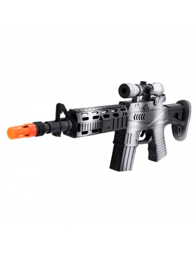 Tradineur - Metralleta/fusil de asalto de juguete con sonido por fricción - Juguete de imitación de soldado para niños - 14 x 40