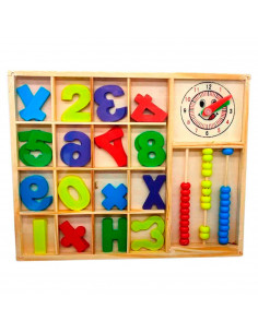 Tradineur - Caja de Matemáticas Infantil - Fabricación en madera - Más de 60 Fichas Matemáticas  Aprende Números y Colores  Mo