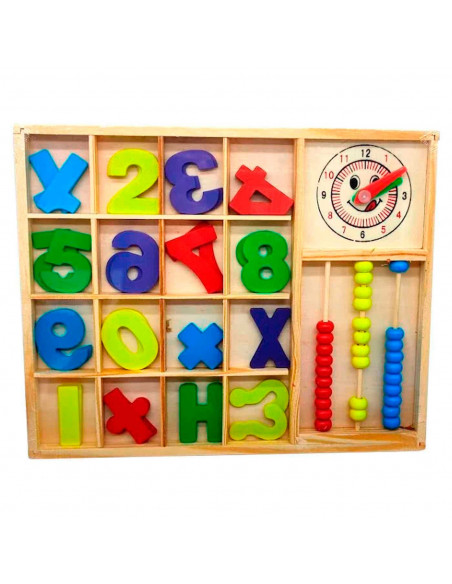 Tradineur - Caja de Matemáticas Infantil - Fabricación en madera - Más de 60 Fichas Matemáticas  Aprende Números y Colores  Mo
