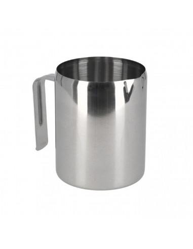 Jarra de leche de acero inoxidable 750 ml, lechera, taza espuma de leche para café, recipiente para calentar 12 x 14 x 9,5 cm, c