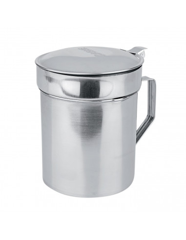 Tradineur - Grasera de carne de acero inoxidable con filtro, asa y tapa, recipiente para guardar el aceite del pescado, accesori