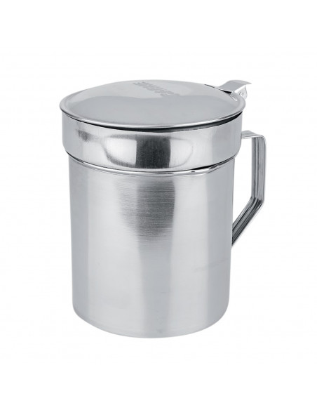 Tradineur - Grasera de carne de acero inoxidable con filtro, asa y tapa, recipiente para guardar el aceite del pescado, accesori