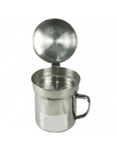 Tradineur - Grasera de carne de acero inoxidable con filtro, asa y tapa, recipiente para guardar el aceite del pescado, accesori