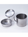 Tradineur - Grasera de carne de acero inoxidable con filtro, asa y tapa, recipiente para guardar el aceite del pescado, accesori