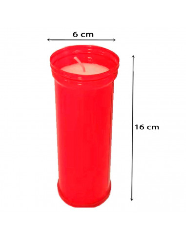 Tradineur - Velón litúrgico, vela de santo de parafina y cera vegetal, decoración de iglesias, cementerios, tumbas (Rojo, 16 cm)