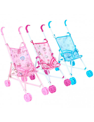 Tradineur - Cochecito para muñecas de plástico - Carrito de juguete infantil, navidad, cumpleaños, regalo, niños - 52,5 x 24 x 4