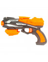 Tradineur - Pistola de juguete laza dardos - Incluye 5 dardos espuma - Seguridad y diversión para los niños - 12 x 21 x 4,5 cm