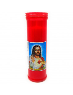 Tradineur - Velón litúrgico con imagen de Jesús, vela de santo de parafina y cera vegetal, decoración de iglesias, cementerios,