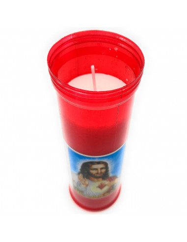 Tradineur - Velón litúrgico con imagen de Jesús, vela de santo de parafina y cera vegetal, decoración de iglesias, cementerios,