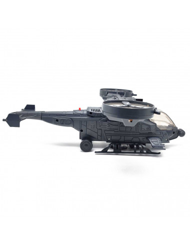 Tradineur - Super Helicóptero Militar de juguete - Incluye sonido y luces - Diseño futurista original - Fabricación en PVC - 11