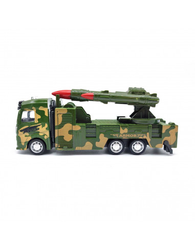 Tradineur - Camión militar de juguete - Diseño de camión con misiles antiaéreos - Fabricación en plástico y metal - Artículo de
