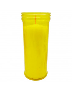 Tradineur - Velón de santo de cera vegatal y parafina, vela litúrgica para decoración de iglesias, cementerios, tumbas (Amarillo