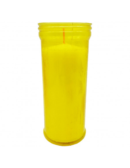 Tradineur - Velón de santo de cera vegatal y parafina, vela litúrgica para decoración de iglesias, cementerios, tumbas (Amarillo
