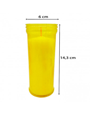 Tradineur - Velón de santo de cera vegatal y parafina, vela litúrgica para decoración de iglesias, cementerios, tumbas (Amarillo