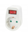Tradineur - Adaptador simple con interruptor, 1 toma schuko, ladrón sencillo, enchufe de pared para oficina, hogar, 16A/250V, má