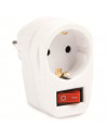 Tradineur - Adaptador simple con interruptor, 1 toma schuko, ladrón sencillo, enchufe de pared para oficina, hogar, 16A/250V, má