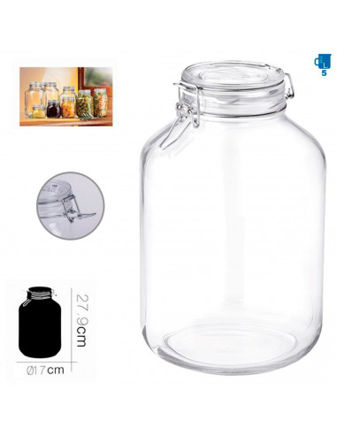 Tradineur - Tarro hermético de vidrio con cierre metálico, bote, frasco multiusos para alimentos, conservas, legumbres, pasta, 2