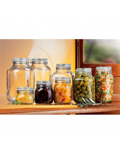 Tradineur - Tarro hermético de vidrio con cierre metálico, bote, frasco multiusos para alimentos, conservas, legumbres, pasta, 2