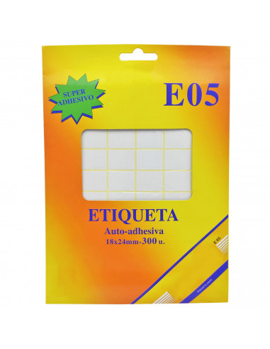 Tradineur - Pack de 300 etiquetas adhesivas blancas E05, pegatinas auto-adhesivas para objetos, hogar, oficina, 18 x 24 mm