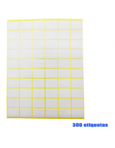 Tradineur - Pack de 300 etiquetas adhesivas blancas E05, pegatinas auto-adhesivas para objetos, hogar, oficina, 18 x 24 mm