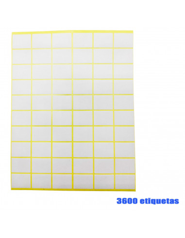 Tradineur - Pack de 3600 etiquetas adhesivas blancas E05, pegatinas auto-adhesivas para objetos, hogar, oficina, 18 x 24 mm