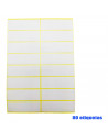 Tradineur - Pack de 80 etiquetas adhesivas blancas E09, pegatinas auto-adhesivas para objetos, hogar, oficina, 25 x 75 mm