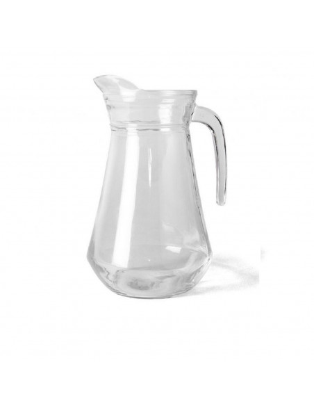 Jarra de cristal 1,3 litros, 22 x 16 x 13 cm,  jarra clásica con asa para agua, té helado, limonada, leche, zumo, bebidas frías