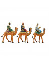 Tradineur - Set de 3 figuras de los reyes a camello ideal para belén - Fabricado en durexina - Figura decorativa para nacimiento