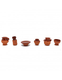 Tradineur - Set de 6 piezas de cerámica en miniatura - Fabricado a mano - Figura decorativa divertida para nacimiento, navidad,