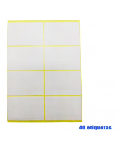 Tradineur - Pack de 40 etiquetas adhesivas blancas E11, pegatinas auto-adhesivas para objetos, hogar, oficina, 50 x 75 mm
