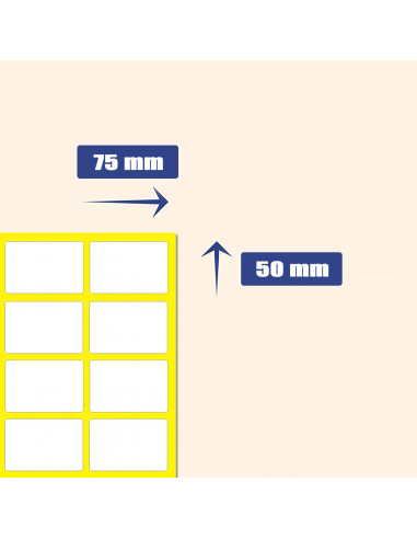 Tradineur - Pack de 40 etiquetas adhesivas blancas E11, pegatinas auto-adhesivas para objetos, hogar, oficina, 50 x 75 mm
