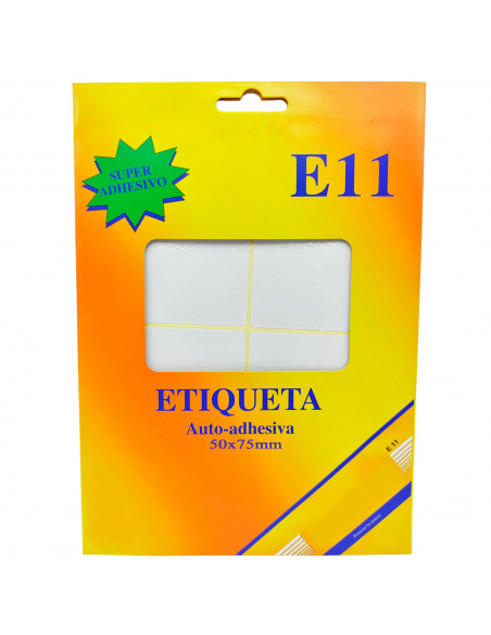 Tradineur - Pack de 480 etiquetas adhesivas blancas E11, pegatinas auto-adhesivas para objetos, hogar, oficina, 50 x 75 mm