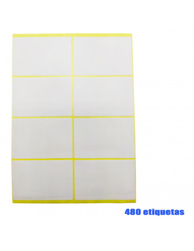 Tradineur - Pack de 480 etiquetas adhesivas blancas E11, pegatinas auto-adhesivas para objetos, hogar, oficina, 50 x 75 mm