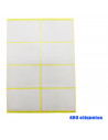 Tradineur - Pack de 480 etiquetas adhesivas blancas E11, pegatinas auto-adhesivas para objetos, hogar, oficina, 50 x 75 mm