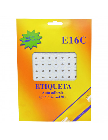 Tradineur - Pack de 420 etiquetas adhesivas redondas blancas E16C, pegatinas auto-adhesivas para objetos, hogar, oficina, Ø13 x