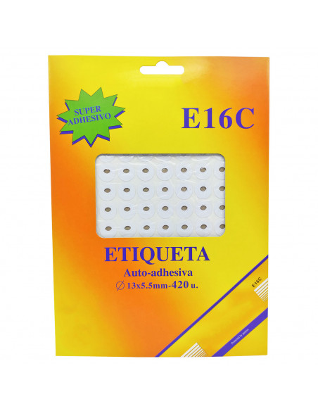 Tradineur - Pack de 420 etiquetas adhesivas redondas blancas E16C, pegatinas auto-adhesivas para objetos, hogar, oficina, Ø13 x