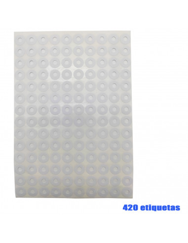 Tradineur - Pack de 420 etiquetas adhesivas redondas blancas E16C, pegatinas auto-adhesivas para objetos, hogar, oficina, Ø13 x