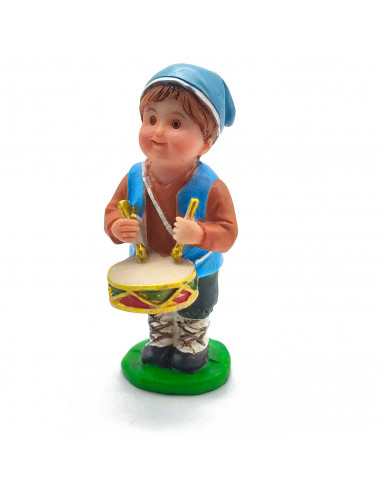 Tradineur - Figura de pastor tamborilero para belén - Fabricado en marmolina - Figura decorativa divertida para nacimiento, navi