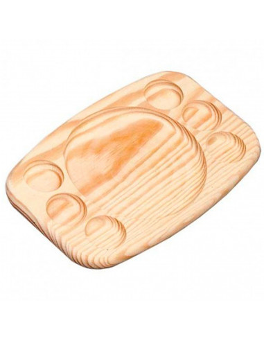 Tradineur - Bandeja de madera ovalada, tabla, plato para servir comida con 6 huecos para salsas, madera natural, churrasco, aper