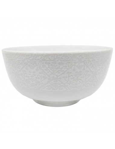 Tradineur - Cuenco bowl blanco de cerámica, diámetro 14 cm, taza redonda, tazón, bol, recipiente para desayunar, tomar aperitivo