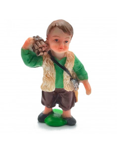 Tradineur - Figura de pastor con leña naif - Fabricado en marmolina - Figura decorativa divertida para nacimiento, navidad, deco