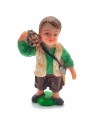 Tradineur - Figura de pastor con leña naif - Fabricado en marmolina - Figura decorativa divertida para nacimiento, navidad, deco