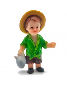Tradineur - Figura de pastor con jarra naif para belén - Fabricado en marmolina - Figura decorativa divertida para nacimiento, n