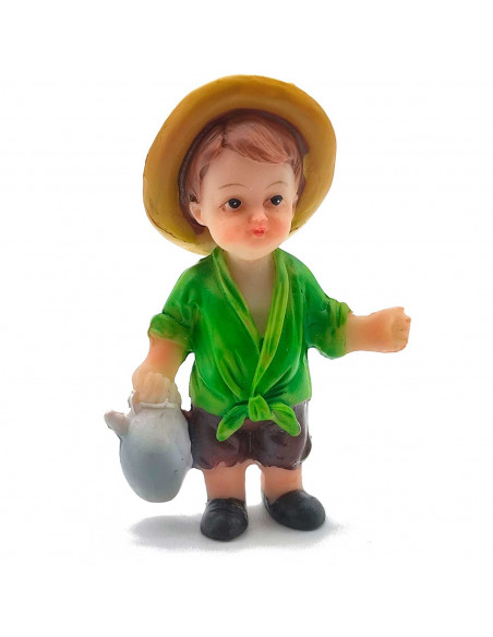 Tradineur - Figura de pastor con jarra naif para belén - Fabricado en marmolina - Figura decorativa divertida para nacimiento, n
