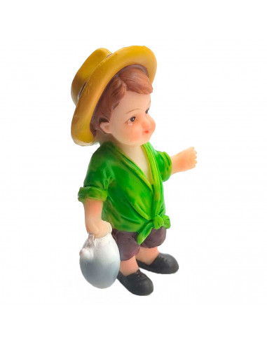 Tradineur - Figura de pastor con jarra naif para belén - Fabricado en marmolina - Figura decorativa divertida para nacimiento, n