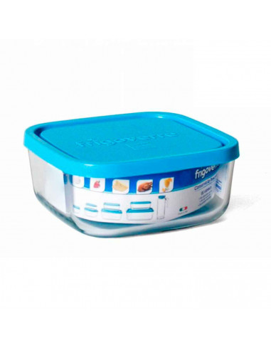 Frigoverre - Fiambrera cuadrada de cristal con tapa de plástico, contenedor para alimentos de vidrio 10 x 10 x 5 cm