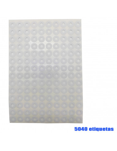 Tradineur - Pack de 5040 etiquetas adhesivas redondas blancas E16C, pegatinas auto-adhesivas para objetos, hogar, oficina, Ø13 x