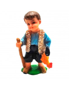 Tradineur - Figura de pastor con gallo naif - Fabricado en marmolina - Figura decorativa divertida para nacimiento, navidad, dec